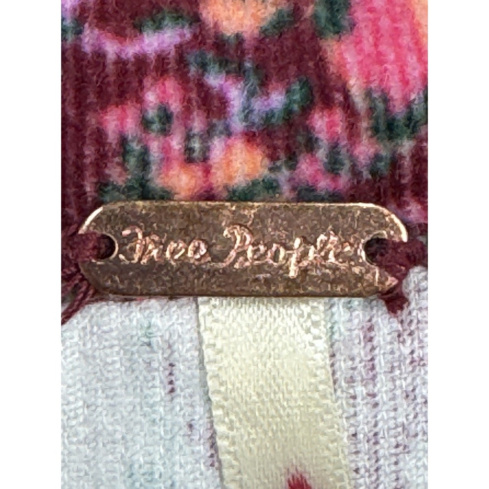 Free People NWT Floral Corduroy Mini Dress Size 2 Berry Plum Button Front Boho - Picture 9 of 14